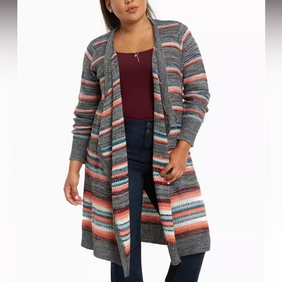 Torrid Striped Duster Open Cardigan Size 3X - Picture 1 of 5